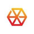 Hexagon color line letter x honey logo design