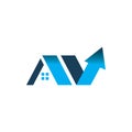 Housing real estate arrow blue color logo design