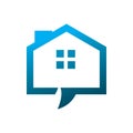 Blue color housing real estate chat logo design