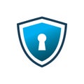 Blue color secure shield lock safety logo design
