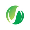 Circle green nature leaf recycle balance yin yang logo design Royalty Free Stock Photo
