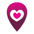 Unique full color pin map location love hearth logo design Royalty Free Stock Photo