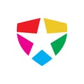 Creative full color secure shield star logo design