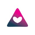 Full color triangle pyramid love hearth logo design
