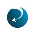 Blue color circle swirl arrow logo design