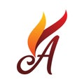 Fire flame font letter a logo design Royalty Free Stock Photo