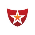 Red secure shield star motion logo design
