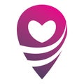 Full color pin map location love hearth logo design