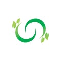 Green nature leaf infinity circle line ring logo design