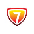 Creative full color secure shield number seven logo design