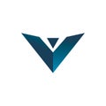 Blue color letter v triangle corner logo design