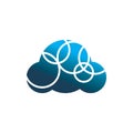Blue cloud circle line logo design