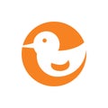 Orange circle bird duck logo design