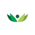 Green nature leaf people halthy life style logo design