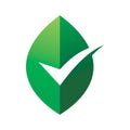 Green nature leaf check true correct logo design