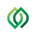 Green nature leaf infinity line logo design