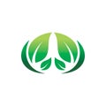 Green nature leaf ellipse circle group team logo design