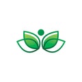 Green nature leaf lotus people calm logo design