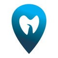 Pin map location blue medical tooth dentist doctor logo design