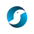 Blue circle bird head wing logo design