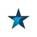 Blue color star eagle head logo design