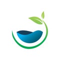 Green blue nature leaf plant earth logo design