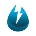 Blue lightning energy power water drop fall logo design