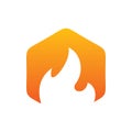 Hexagon fire flame logo design Royalty Free Stock Photo