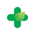 Green nature leaf medical plus plant tree logo design