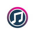 Modern circle creative full color music note song logo design Royalty Free Stock Photo