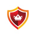 King crown red color secure shueld logo design