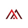Font letter m triangle corner arrow logo design