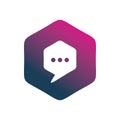 Full color cube hexagon chat logo design