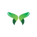 Green nature leaf wing logo design