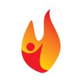 Spirit energy active people full color fire flame logo design