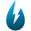 Blue color water drop fall lightning energy power logo design Royalty Free Stock Photo