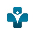 Blue full color medical plus people healthy active logo design