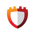 Solid full color secure shield castle power logo design