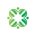 Green nature leaf people community active healthy logo design