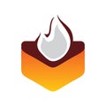 Modern unique cube arrow fire flame logo design