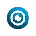 Blue color square rounded eye lens photography logo design Royalty Free Stock Photo