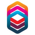 Creative full color hexagon group line shape logo design