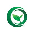 Green nature leaf cirle ring logo design