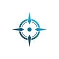 Blue color compass circle line logo design
