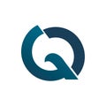 Font letter q circle blue color logo design