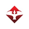 Red diamond eagle bird wing flying logo design