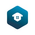 Blue real estate housing hexagon logo design