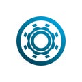 Blue circle gear wheel logo design