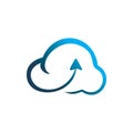 Blue color line arrow cloud logo design