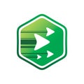 Green hexagon arrow group logo design